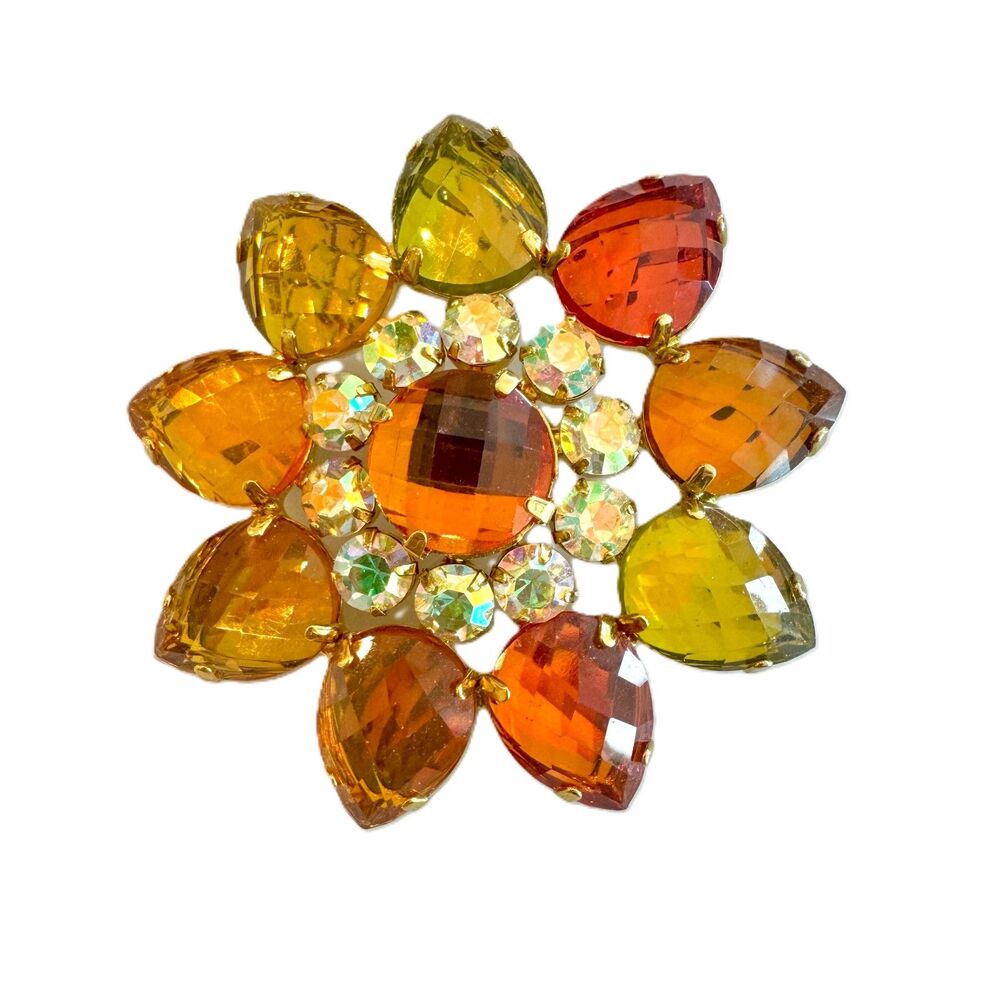 Joan Rivers Collection Autumn Sunburst Brooch Flower Pin Brooch - Vintage Signed